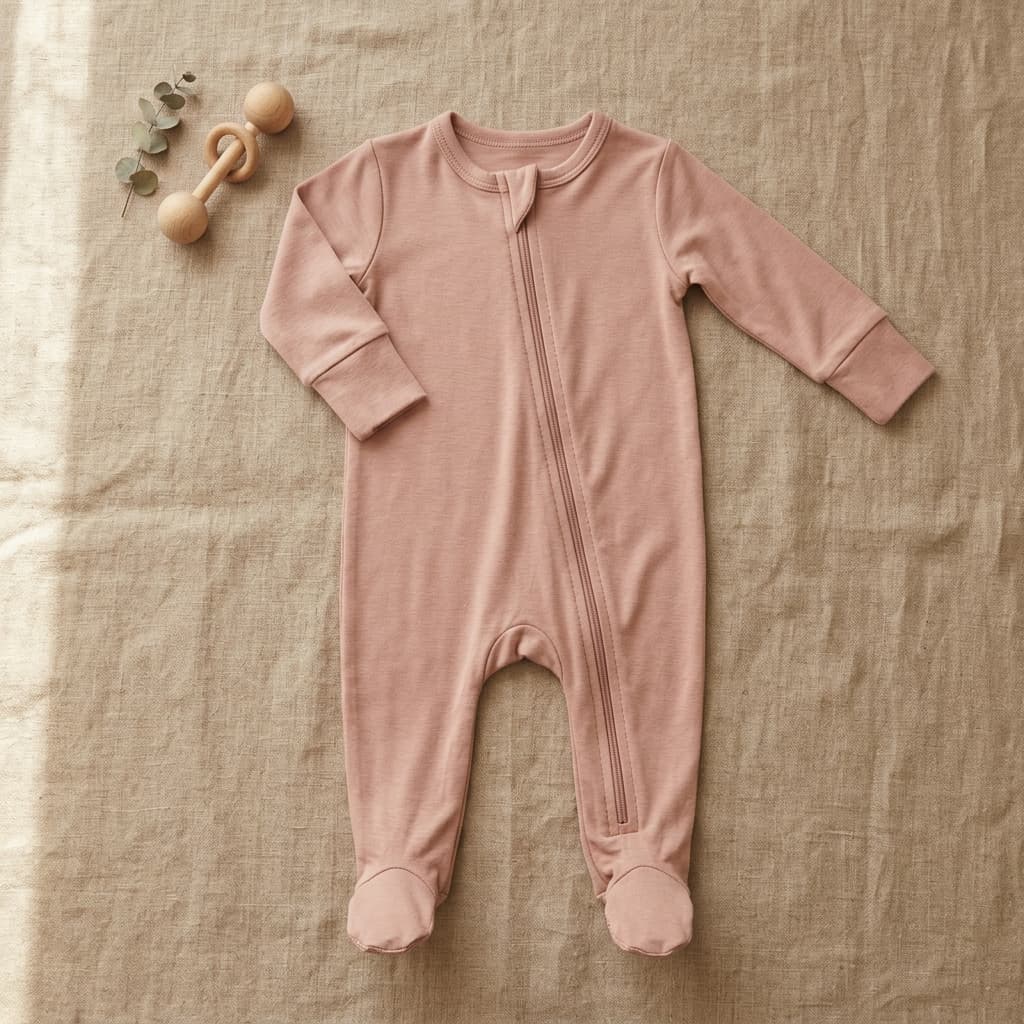 Clay Bamboo Footed Sleepsuit front view