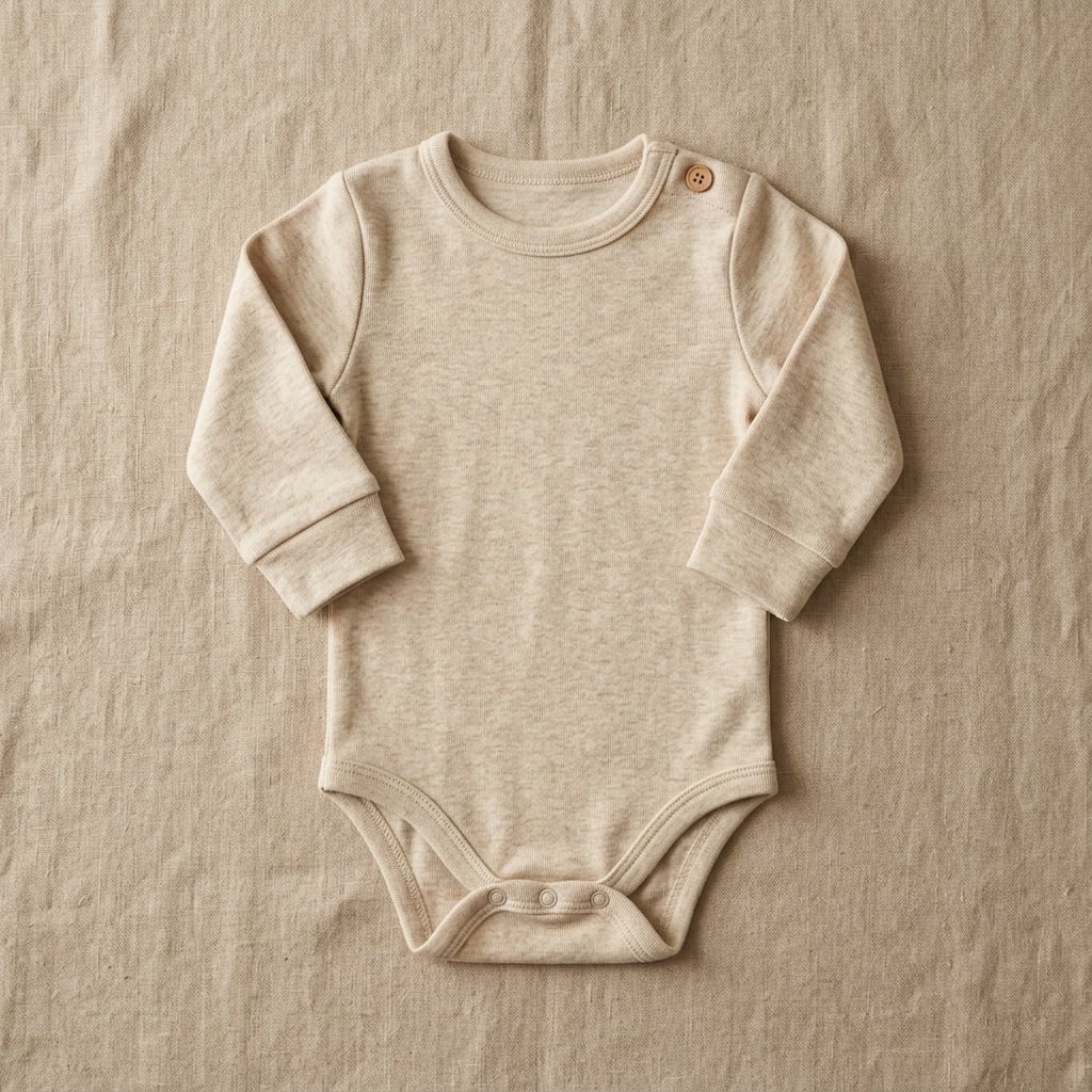 Oatmeal Long-Sleeve Bodysuit front view