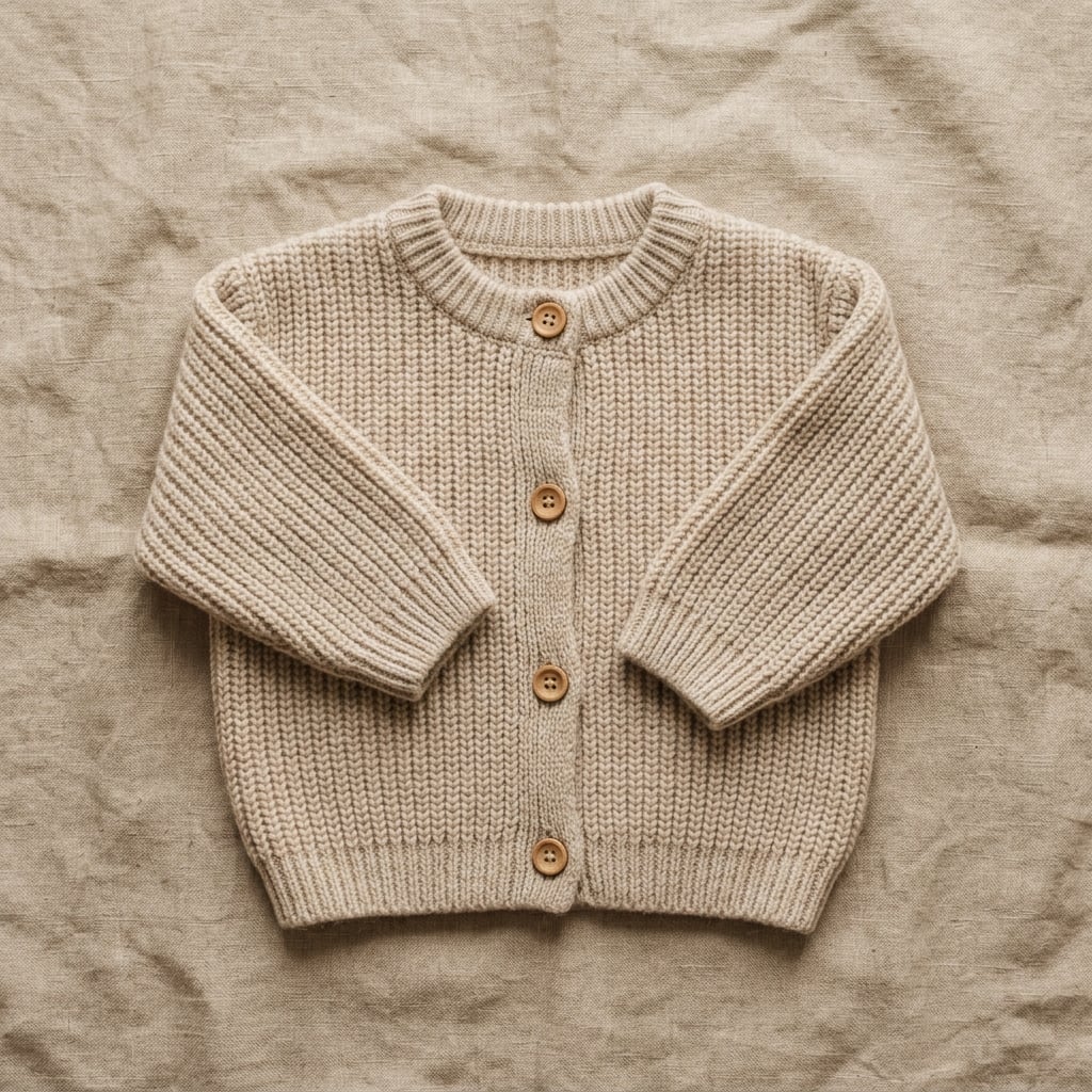 Oatmeal Merino Knit Cardigan front